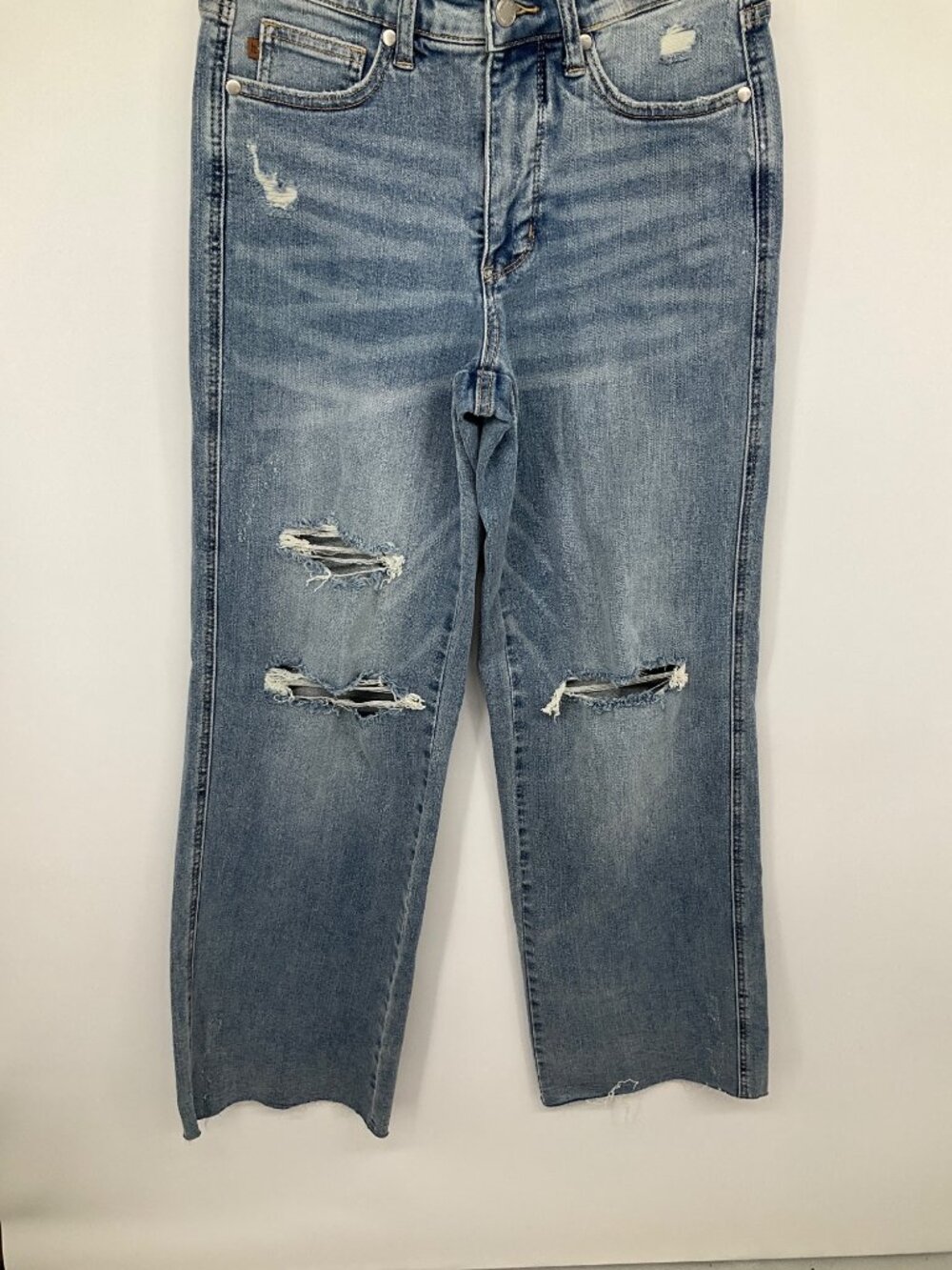 Judy Blue size 5 27W HR Wide Leg Distressed Vintage Washed Jeans NEW - Picture 2 of 9